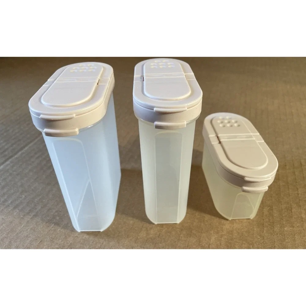 3 Tupperware 1846/43 Modular‎ Mates Spice Shaker Container 2 Big And 1 Small tan